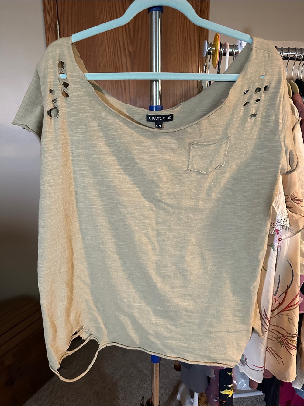 A Rare Bird Distressed Short Sleeve Top